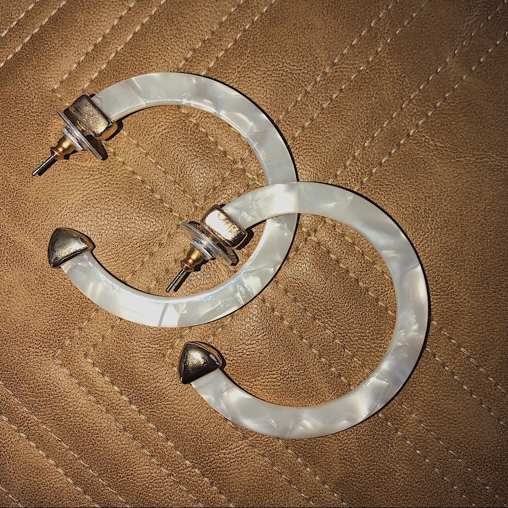 White Hoop Earrings